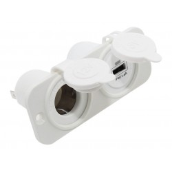 Гнездо питания (зарядное гнездо) с USB-разъемом + прикуриватель, белый цвет